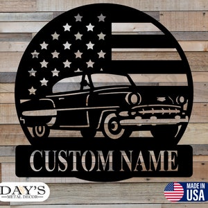 Classic Car USA Personalized Metal Sign, Garage Sign, Gift For Him, Metal Car Sign, Fathers Day Gift, Personalized, Garage Metal Sign, Gift