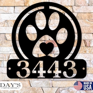 Dog Address Sign - Dog Metal Sign - Metal Dog Decor - Dog Address Signs - House Number Plaque - Address Plaque - Metal Signs - House Decor