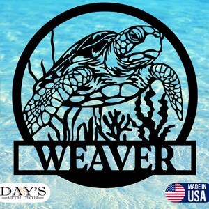 Sea Turtle Personalized Metal Sign, Metal Signs, Personalized, Sea Turtle, Outdoor Decor, Patio Decor, Beach House Decor, Monograms Sign