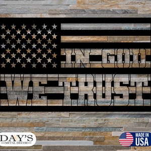 In God We Trust  Metal American Flag Traditional Wall Art Decor