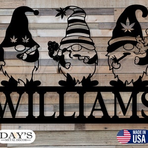 Personalized Gnomes Metal House Sign - Wall Decor - Gnomes - Gnomes Sign - Personalized - Personalized Gnomes - House Sign - Marijuana