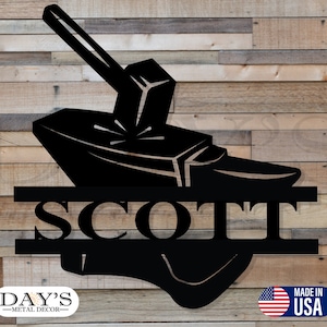 Anvil & Hammer Blacksmith Personalized Metal Sign, Holiday Gift, Blacksmith Metal Sign, Blacksmith, Tool, Metal Signs, Chirstmas Gift, Gift
