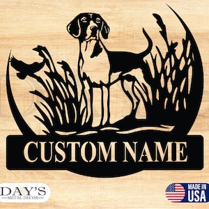 Hunting In Tall Grass With Quail Personalized Metal Sign, Hunting Sign, Home Decor, Man Cave, Garage Decor, Gift For Him, Hunting, Gifts