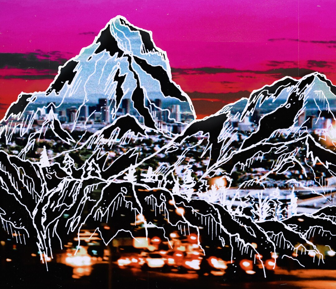 Double Exposure Mountain Line Art - Etsy