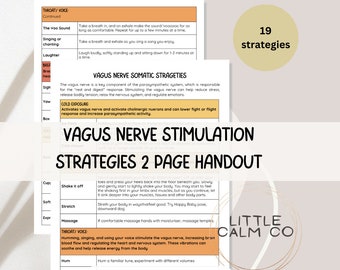 Vagus Nerve Stimulation | Somatic coping Strategies | Somatic Therapy Exercises handout | Coping Skills Toolbox |PolyVagal Therapy