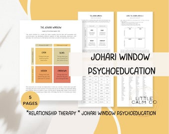 Johari Window Worksheet Psychoeducation, Relationship Therapy worksheets, Personal development, Self help, Couples Counselling Handouts