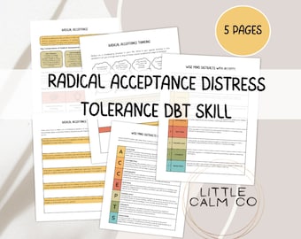 Radical Acceptance Distress Tolerance DBT Skill Worksheets, Psychoeducation, Self-help, CBT