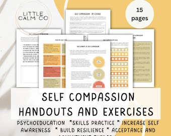 Self Compassion Worksheets | Exercises and Handouts | Self-Validation Tool | Self Love | Inner Critic Support | Positive Self Talk |