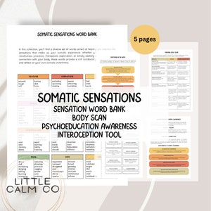 Psykoedukativa handledningar om somatisk medvetenhet, interoception, kroppsskanning, terapiverktyg för koppling mellan kropp och sinne, identifiering av känslor,