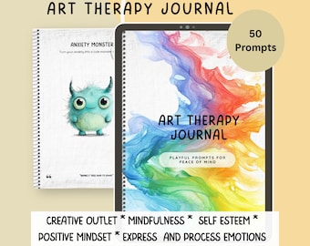 Art Therapy Journal Prompts, Creative Interventions, Build Self-esteem, Positive Psychology, Mindfulness Tool, Process and Express Emotions