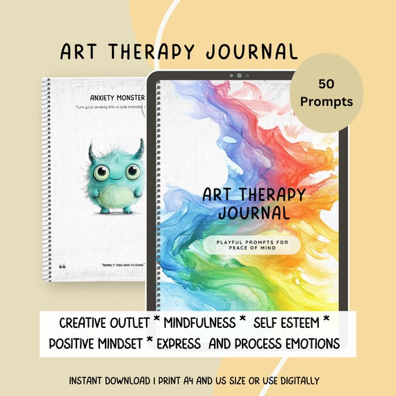 Art Therapy Journal Prompts, Creative Interventions, Build Self-esteem, Positive Psychology, Mindfulness Tool, Process and Express Emotions