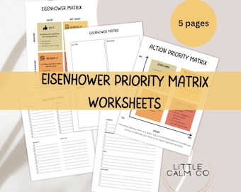 Eisenhower Matrix Planner, Decision matrix, planner, productivity, priority list pdf, Priority matrix page, A5 and USLetter