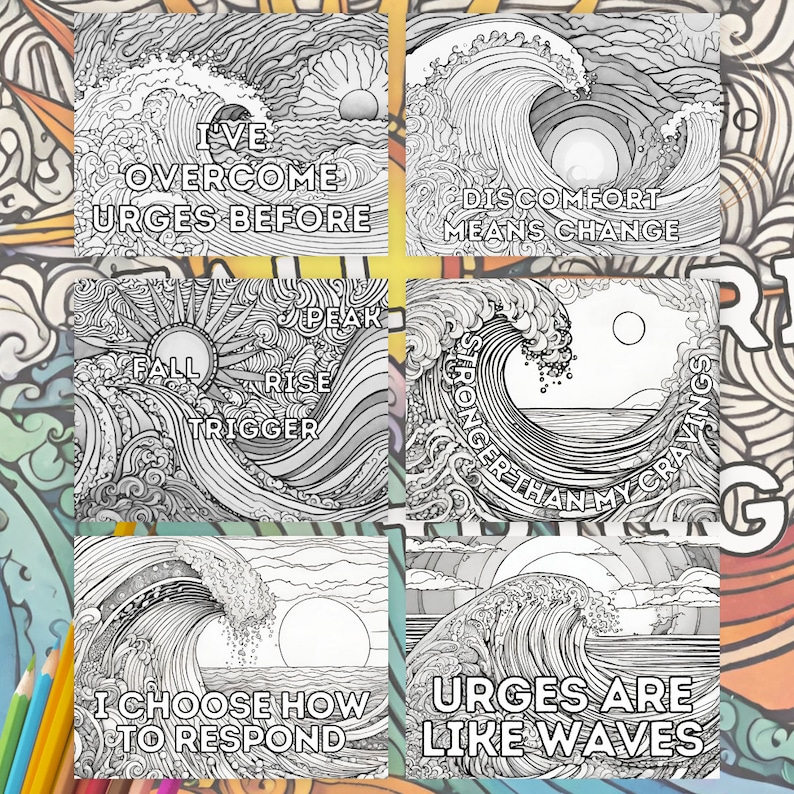 Digital download of urge surfing coloring pages