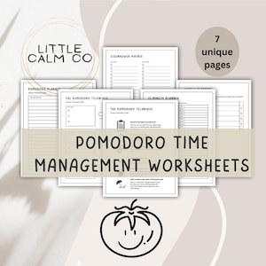 Pomodoro Technique Worksheet, time management worksheets, Task initiation, Productivity Planner, Eisenhower Matrix, Executive function tool