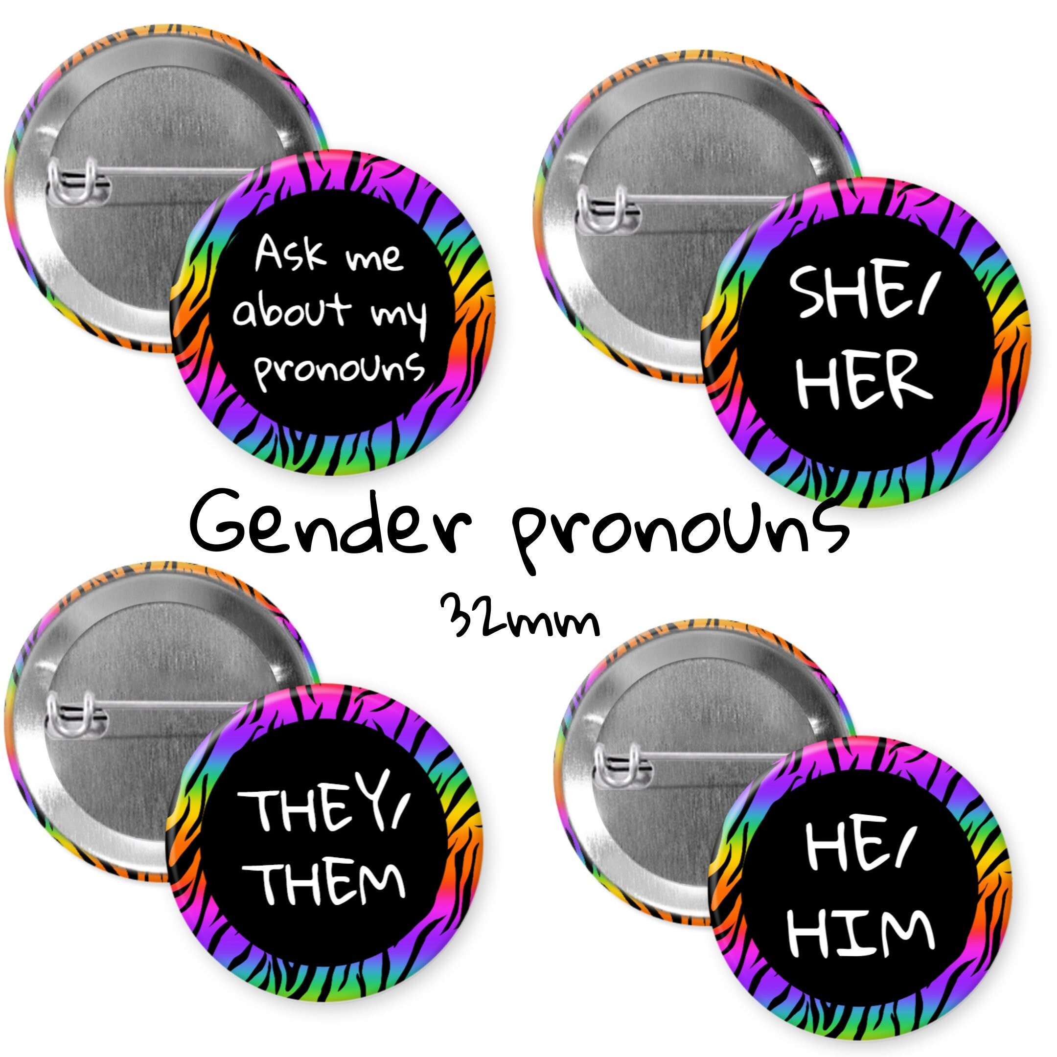 LGBTQ+ LGBT Pronomen pin badge button Pronoun ZE/ZIR Anstecknadel oder Kühlschrankmagnet 