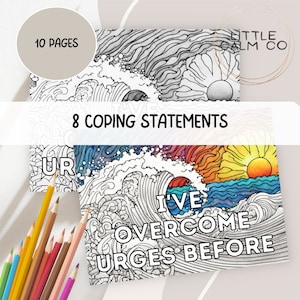 Mindfulness coloring page featuring waves and sun