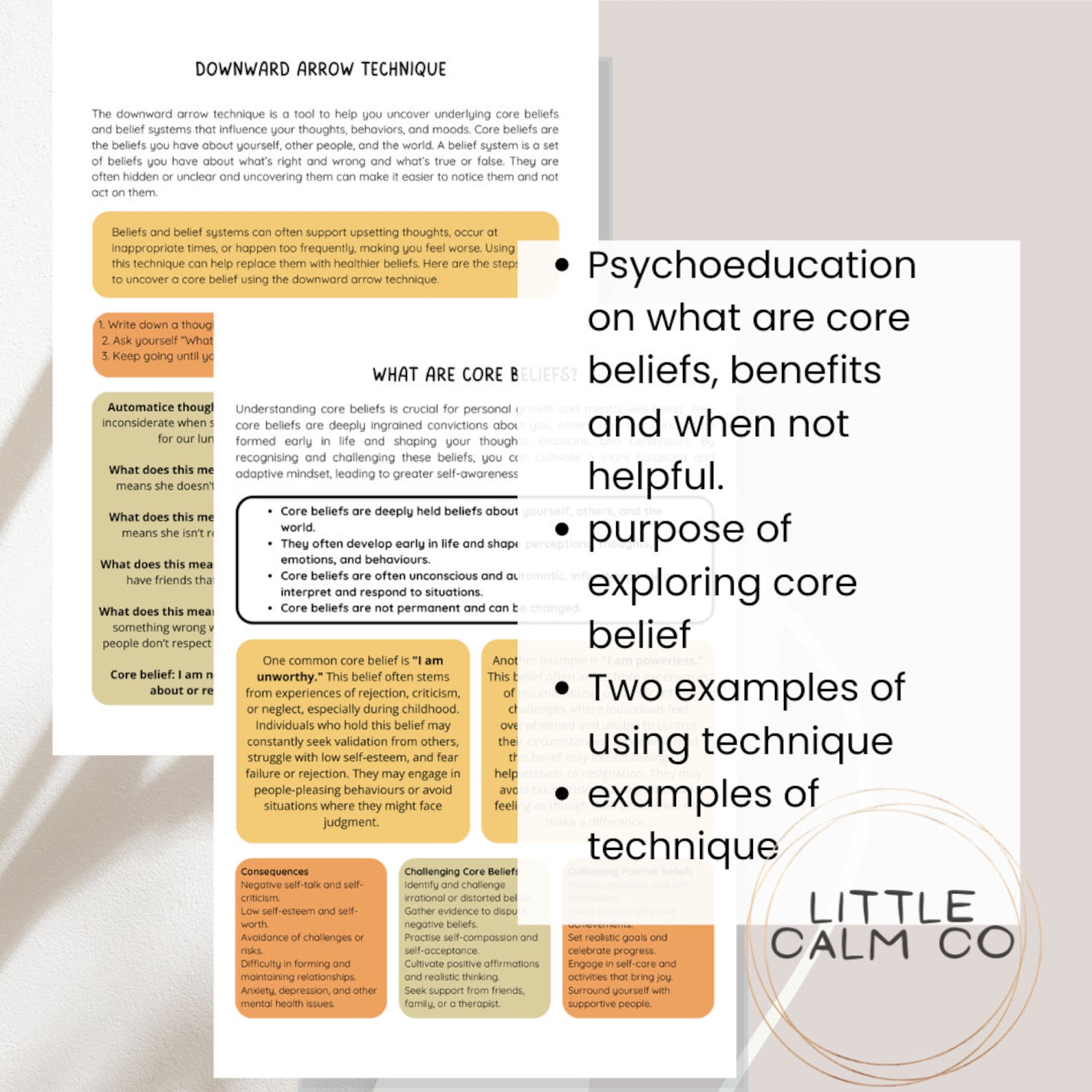 CBT Downward Arrow Technique Worksheet Core Beliefs Psychoeducation CBT Downward Arrow Technique Worksheet Core Beliefs Psychoeducation