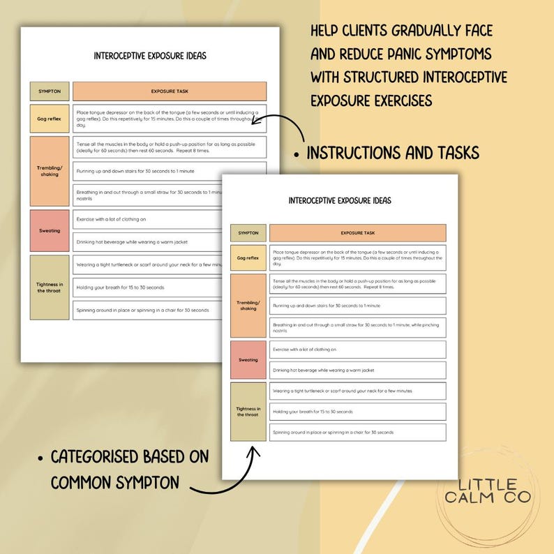 Interoception Task Ideas Interoceptive Exposure Handouts for Panic Attacks | Psychoeducation ...