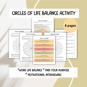 Burnout Prevention Activity, Circles of Life Wheel, Stress Management Tool, Work Life Balance, Happiness Goal Setting Reflection Prompts