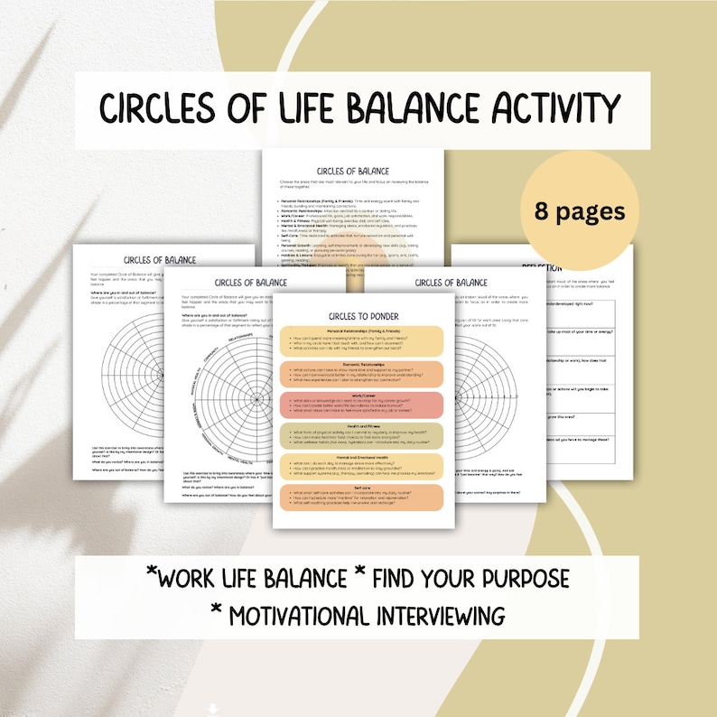Burnout Prevention Activity, Circles of Life Wheel, Stress Management ...
