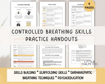 Kontrollierte Atemtechniken | Diagphramatisches Atemfähigkeitstraining | Handout für tiefe Atmung | Käppchen | Erdungstechniken