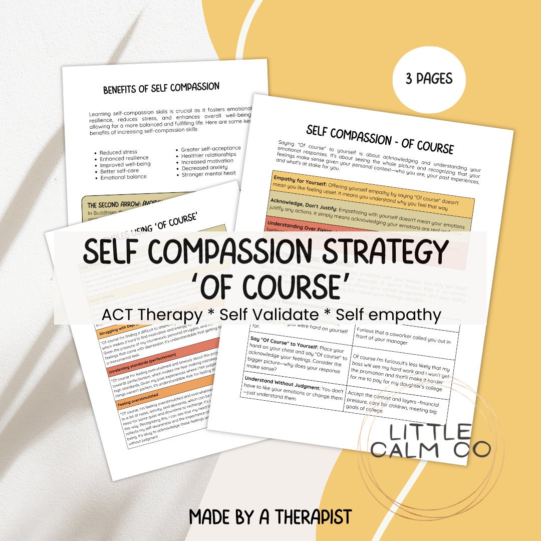 Self Compassion Handout.pdf Self Compassion, of Course, I Feel This Way Therapy Handout | Self ...