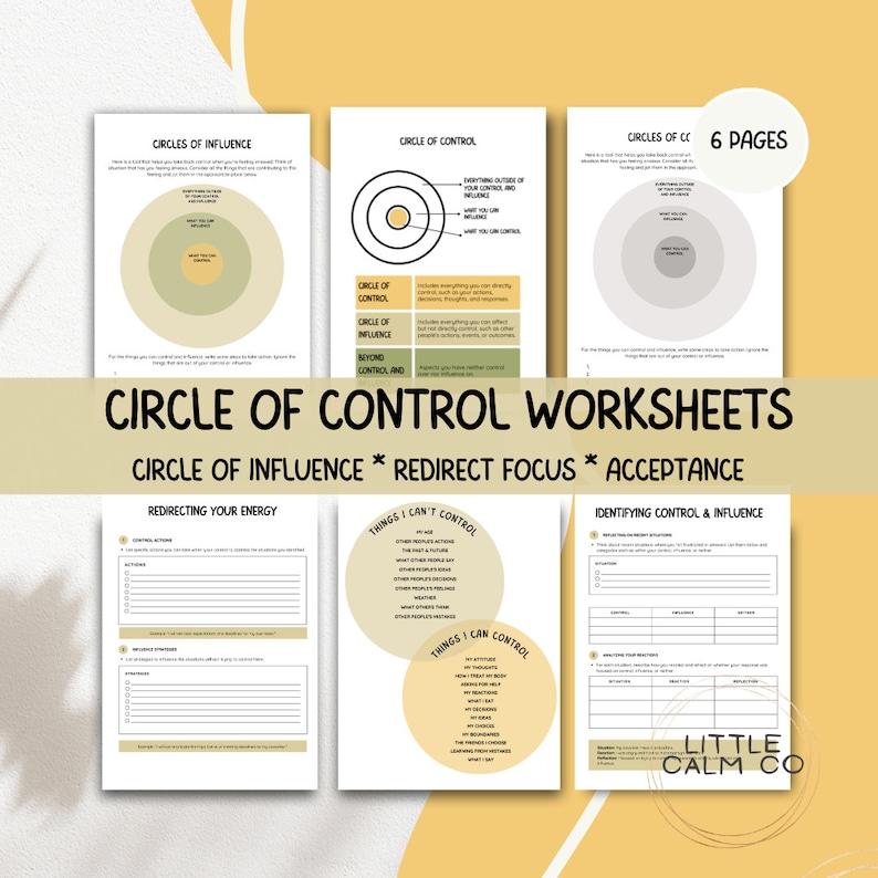 Influence Color Sheet Circle of Control and Influence Worksheets, Problem Solving Skills ...