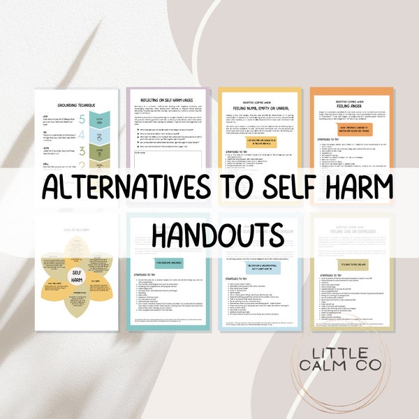 Alternatives to self-harm handouts and coping strategies, Adaptive coping skills, Self-harm prevention, DBT distress tolerance, social work