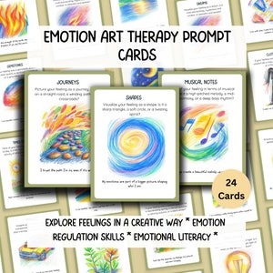 Carte di terapia artistica delle emozioni, espressione creativa, esplorazione sicura delle emozioni, interventi di creazione artistica, terapia narrativa, espressione non verbale