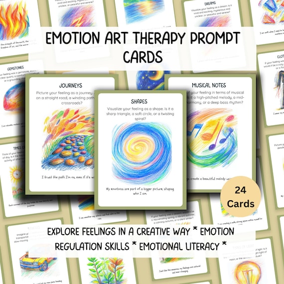 Emotion Art Therapy Cards, Creative Expression, Safely Explore Emotions, Art Making Interventions, Narrative Therapy, Non Verbal Expression