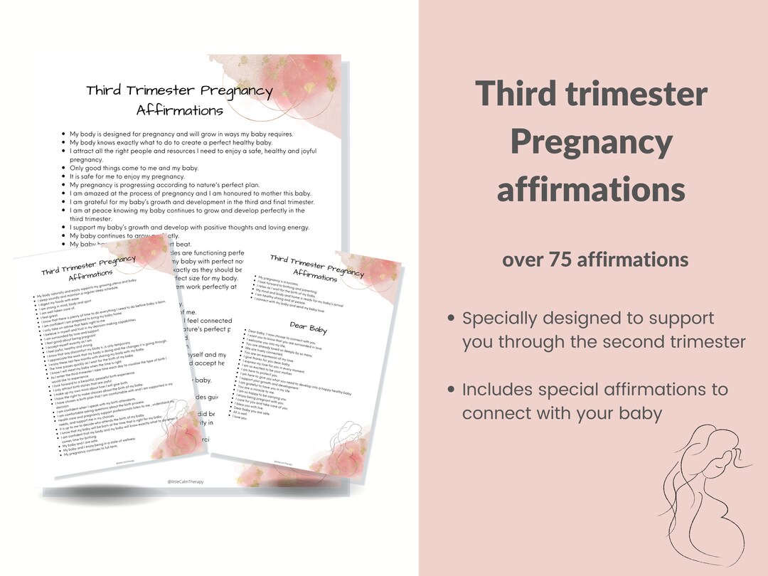 Third Trimester Pregnancy Affirmations List, Positive Pregnancy Self Talk, Pregnancy Support