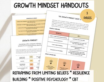 Growth Mindset Handouts, Build Psychological Flexibility, Help Reframe and Build Resilience, Power of Words, SEL, Coping with Disappointment