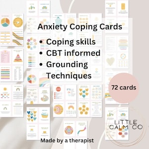 Anxiety coping cards, Anxiety relief deck, stress management cards, Calm corner, Psychotherapy tools, Counselling flashcards, coping skills