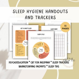 Sleep Hygiene Handouts | Sleep Tracker | Sleep Diary | CBT Insomnia | Therapy Worksheets Sleep | Self Help Sleep Strategies | Sleep Cycle