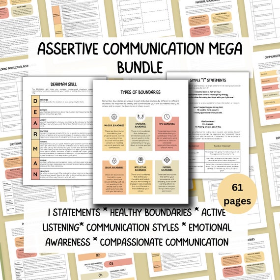 Assertiveness Communication Skills Bundle, Healthy Boundaries, Learn Communication Styles, I Statements, Respectful Interpersonal Skills