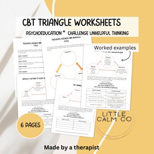 CBT Triangle Worksheets, Challenge Unhelpful Thinking, Cognitive Triangle, Thoughts Feelings Behavior Connection, Cognitive Behavior Therapy