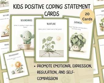 Plant Therapy Affirmation Emotion Cards for Kids, Child Behavior Support, Promote Needs Awareness, Self Compassion, Regulation ACT Therapy
