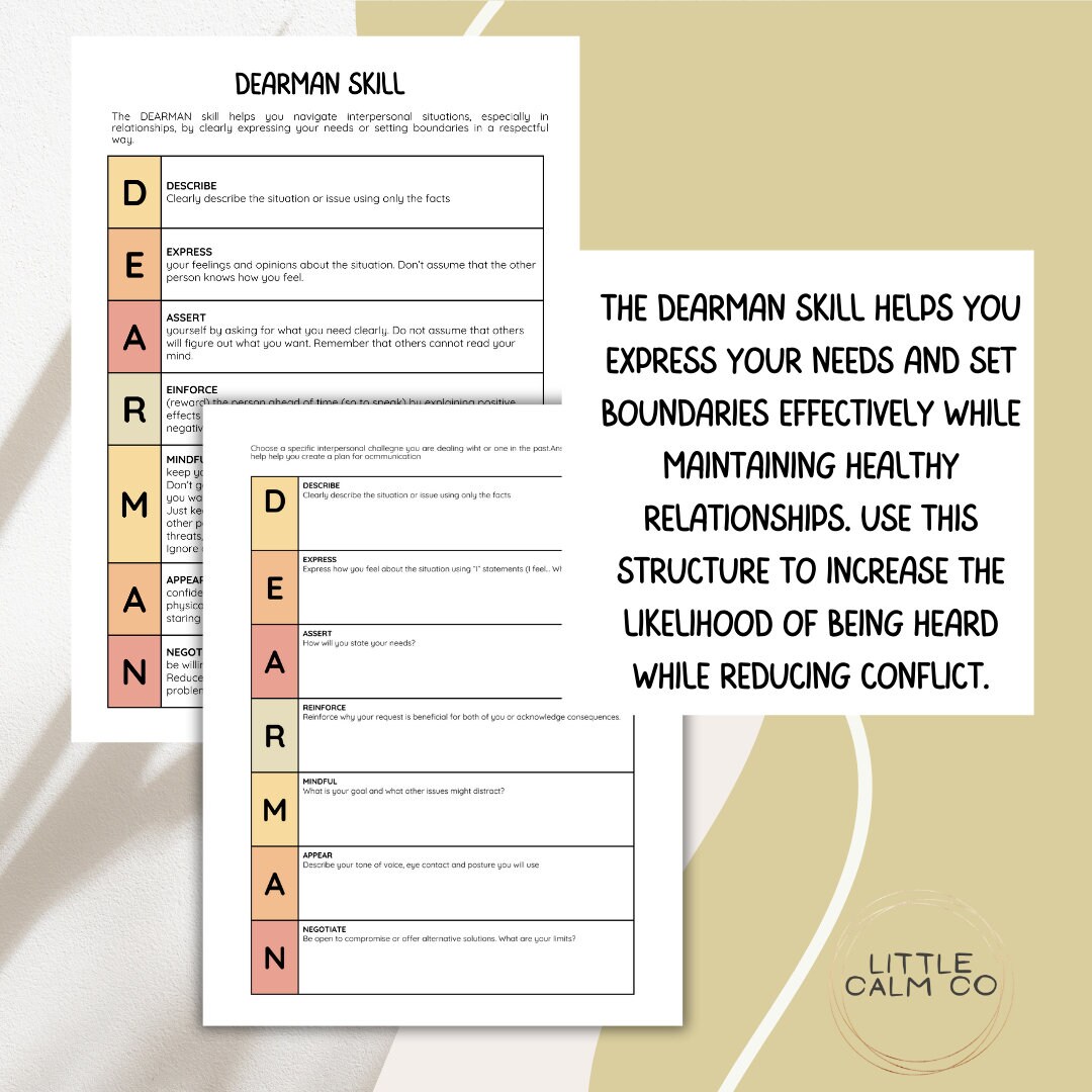 DBT Interpersonal Effectiveness Skills Handouts, DEARMAN, Give and Fast ...