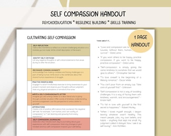Folleto sobre cómo cultivar la autocompasión / Ejercicio de autorreflexión, atención plena y registro diario / Crecimiento personal