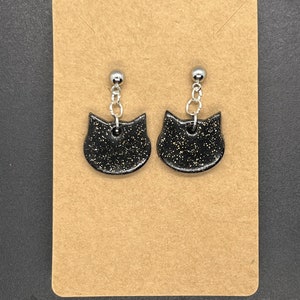 Polymer Clay Earrings | Mini Dangle | Black Cat | Halloween | Handmade