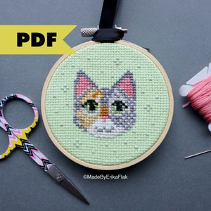 Penny the Tabby Cat  - Simple cat cross stitch pattern