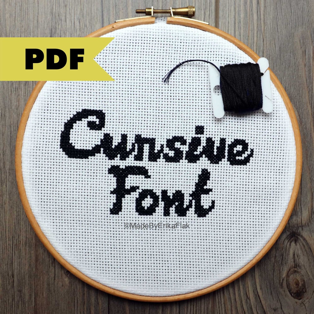 Cursive Cross Stitch Font Includes Full Alphabet and Symbols - Etsy