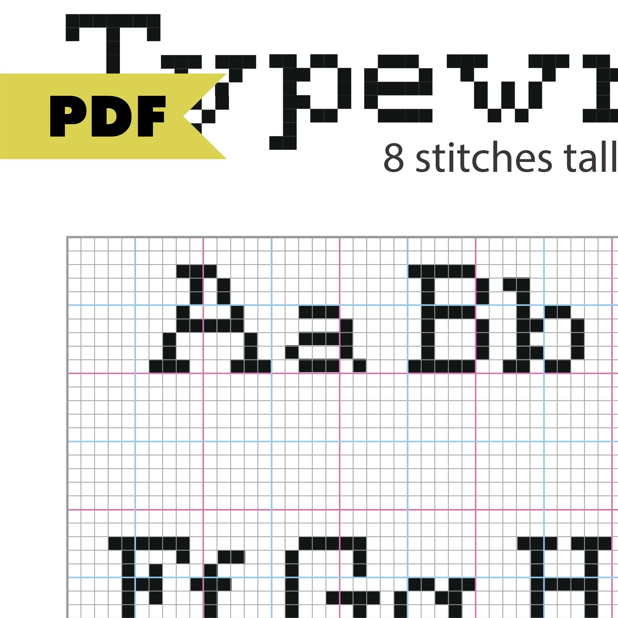 Typewriter Cross Stitch Font - Includes Full Alphabet and Symbols - Etsy