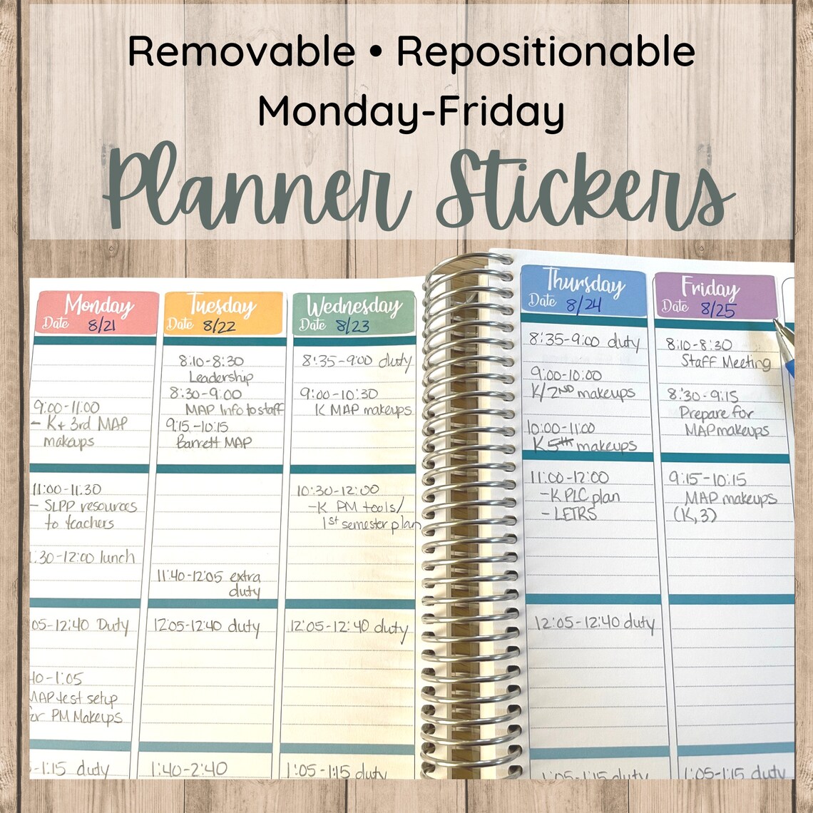 Full Year of Monday-friday Repositionable Planner Stickers | Removable ...