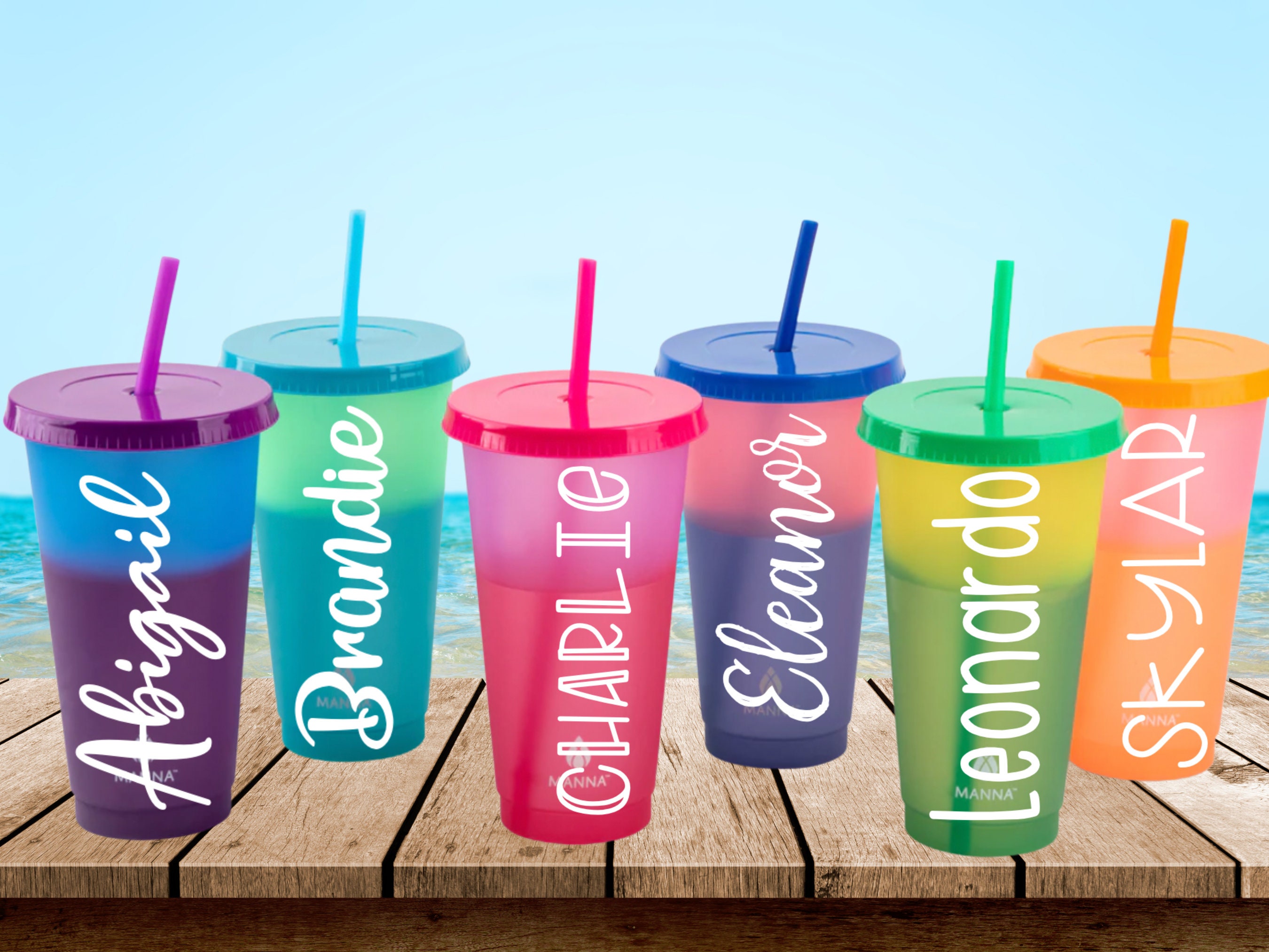 Plastic Kids Cups with Lids and Straws - 10 Pack 12 oz Reusable Tumbler  with Straw | Color Changing Cup with Lid Adults Bulk Travel Tumblers  Drinking