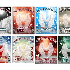 50+ In Loving Memory Design Canva Editable Bundle, Memorial &Funeral Bundle,70Different Heaven Background Template,Drag and drop your image