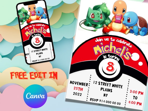 Pokemon Anniversaire Invitation Numérique Invitation d'anniversaire  d'enfants Téléchargement instantané imprimable Fournitures d'anniversaire  Articles les plus vendus -  France