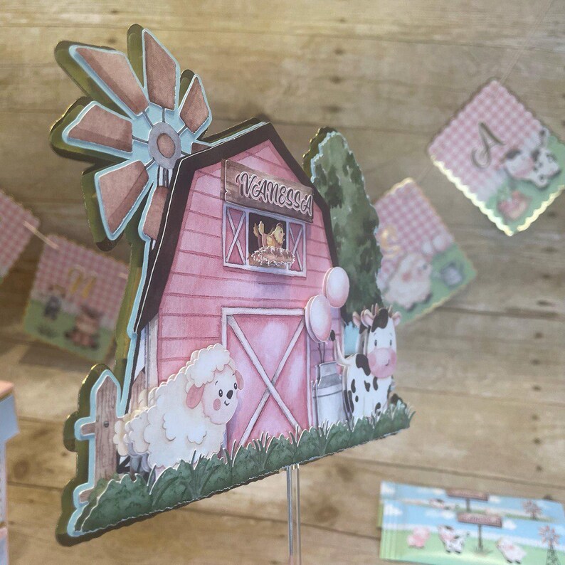FARM CAKE TOPPER & Farm Mini Toppers, Farm Party Decorations, Farm ...