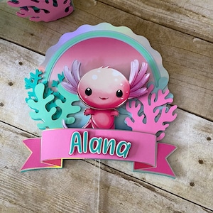 Axolotl CAKE TOPPER, Axolotl party decorations, Axolotl theme party, Ocean creature cake topper, Axolotl birthday party