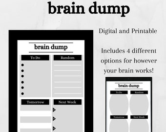 Thought Organization | Brain Dump | Digital Brain Dump | Printable Brain Dump | Organized Thoughts